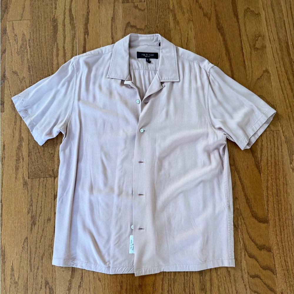 Rag and Bone Light Pink Short-Sleeve Camp Shirt/Avery Shirt